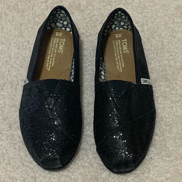Toms Shoes - Toms black glitter slip-on shoes women